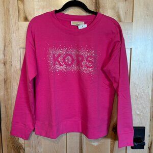 NWT MICHAEL by Michael Kors Bling Pullover Sweateshirt Electric Pink S $110